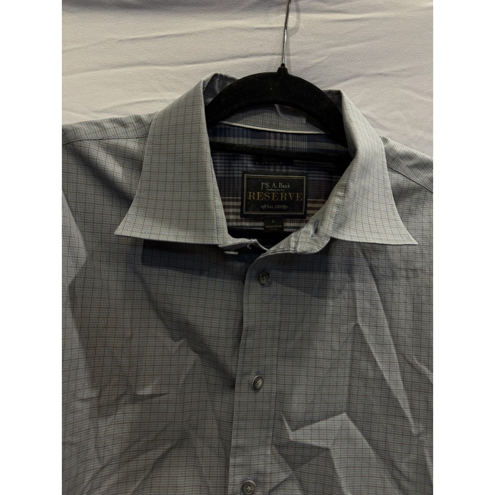 (Lot 2)Jos. A. Bank Reserve Tailored Fit Dress Shirt L Check Gray Blue - Picture 4 of 8